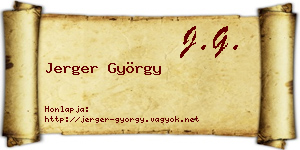 Jerger György névjegykártya